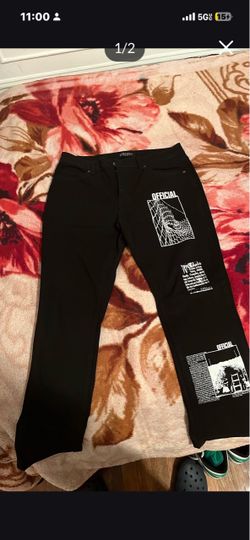 Black Graphic Print Pants