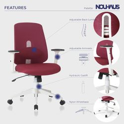Was 200$ Nouhaus Palette Ergonomic Office Chair Comfortable Swivel Computer Desk Chair, Lumbar Adjust Rolling Chair. (Burgundy)
