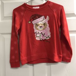 Merry Christmas Poof Girl Llama Sweatshirt - Large - NWT