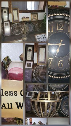 Clock /frames/ plants & mirror.  All for sale great deal . Must sale .moving  soon
