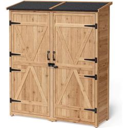 Lofka 4.6 ft. W x 5. 3 ft. D Wood Outdoor Storage Shed, Garden Storage Cabinet with Double Doors, 7.6 sq. ft.