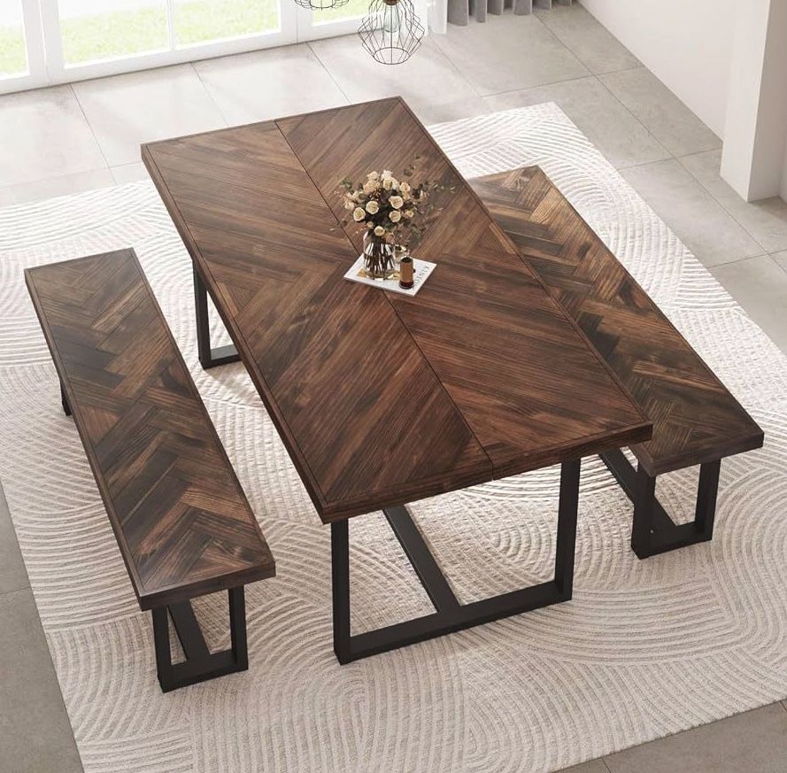 Dining Table 72" Modern Farmhouse Solid Wood Dining Table for 6 to 8 ppl, Rectangular *BRAND NEW