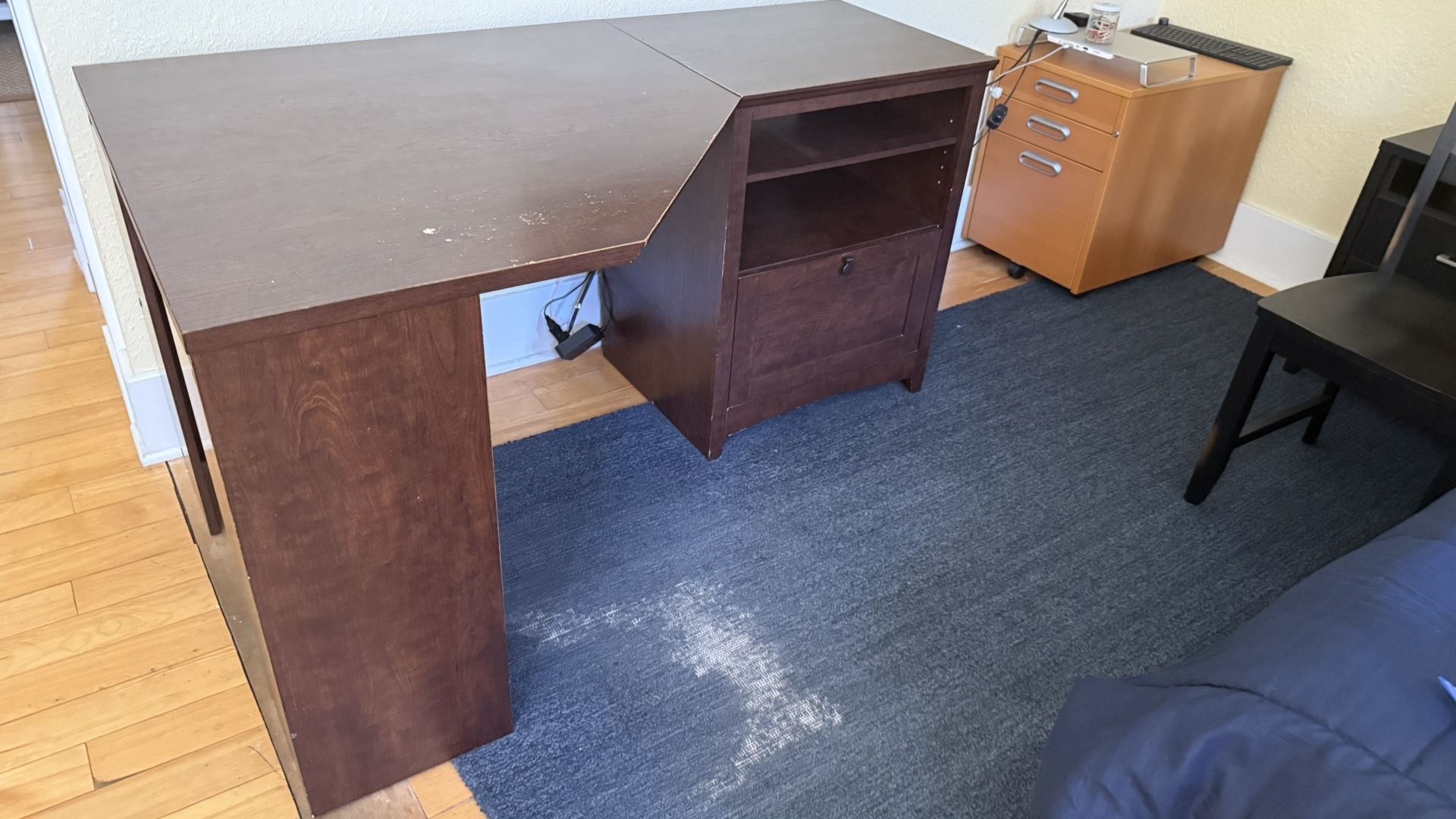 Corner Desk With Return And File Cabinet