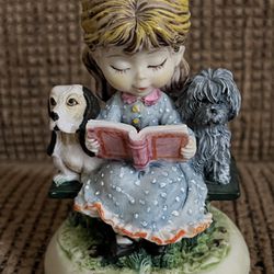 Cuddles Collectible Keepsake “Love is Gentle, Love is Kind” Girl Reading To Dogs