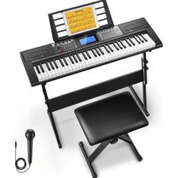 Donner 61 Key Keyboard Piano, wit 249
Rhythms - Includes Piano Stand, Stool,
Microph #7540