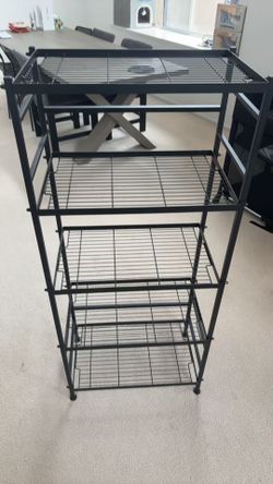 5-Wire Shelving Metal Storage Rack Shelves (Black, 21.5L x 12.8W x 50.5H)