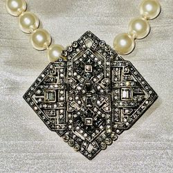 Heidi Daus Art Deco Choker with Swarovski Crystals And Beautiful Faux Pearls Choker