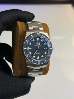 New Automatic Watch Silver Steel | Blue Dial Date | Diver Inspiration | Luxury Watch