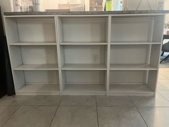3 Tier White Bookshelf - three available