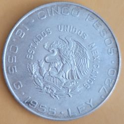 🇲🇽1955 Mexico Large Silver  Coin  Independence Hero Hidalgo