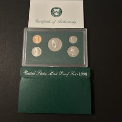 Coins - 1998S (San Francisco) Brilliant Uncirculated Proof Set in Original Mint Packaging – Total 5 Coins