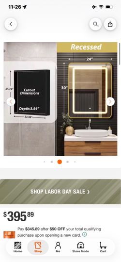 Recessed LED Bathroom Mirror Cabinet 24x30