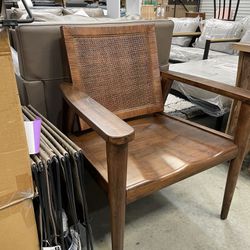 Wood & Cane Back Accent Chair - Brown 