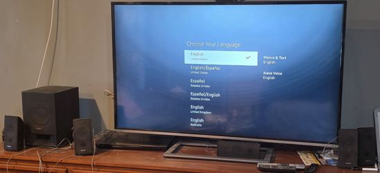Toshiba 60 inch 1080p TV with firestick and Sony blu ray player and surround sound system