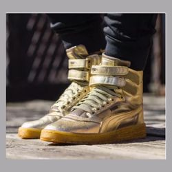 PUMA SKY HI Gold Metallic Hi Top Sneakers Shoes Womens Size 10, New In Box, Black Friday