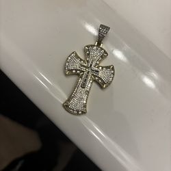 Cross Pendant (Gold Plated W/ Moissanite Stones)