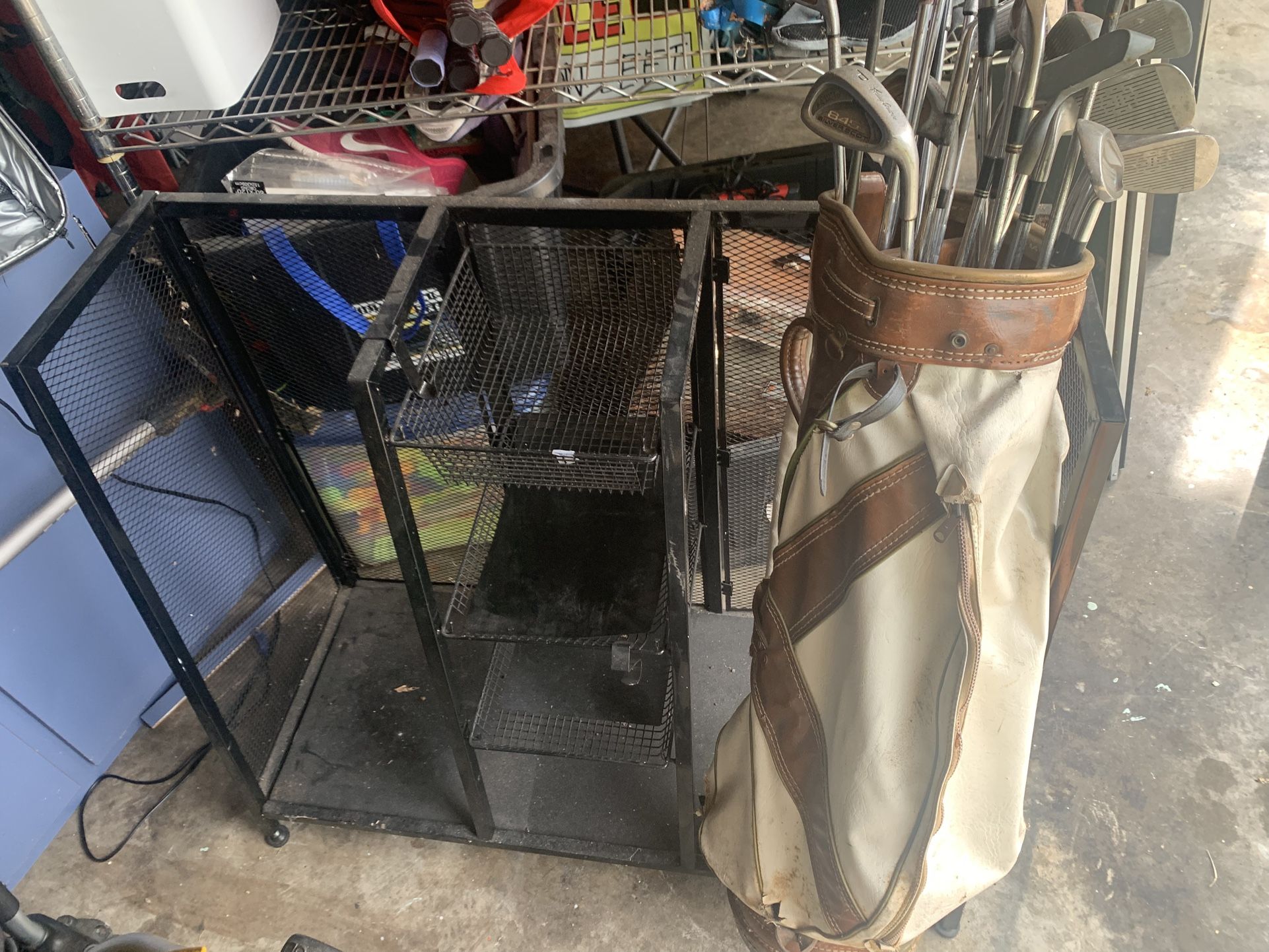 Golf Bag Rack And Clubs