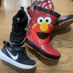 Size 7 Rain boots And Size 8 Nike 