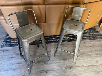 Metal Bar Stools with Low Back – Set of 2