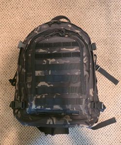Black/Gray Camouflage Tactical Backpack MOLLE Zip Padded Adjustable Straps
