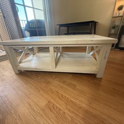 Farmhouse Style Coffee Table with Storage Shelf