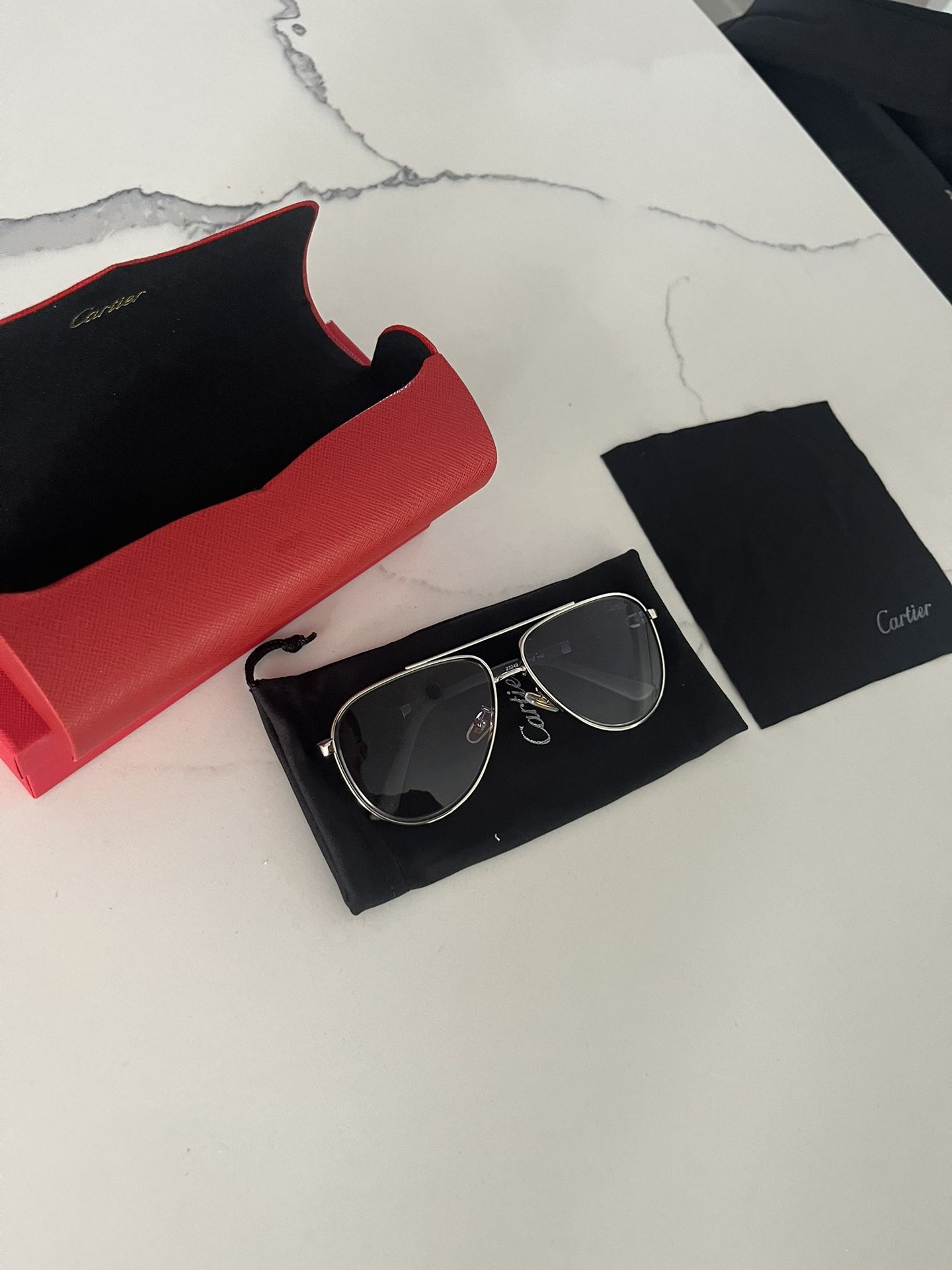 Silver Cartier Aviator Glasses