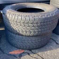 I got two tires in great condition they have about 40 to 50% size number 265/70/16
