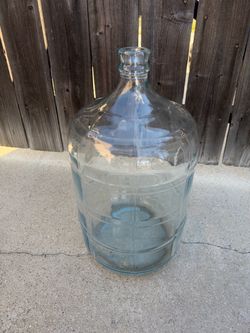 Vintage 5 Gallon Clear Glass Carboy Jug checkered Designed Glass Rare Blue Tint CRISA