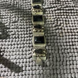 Vintage Sterling Silver And Black Onyx Bracelets