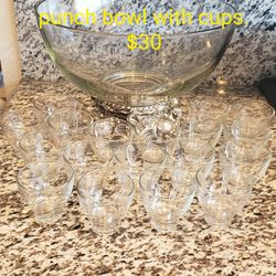 punch bowl with cups