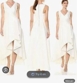 Calvin Klein wedding gown with pearl veil