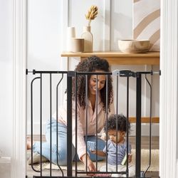 Baby Or pet gate Easy Install Up To 38” Black Metal 