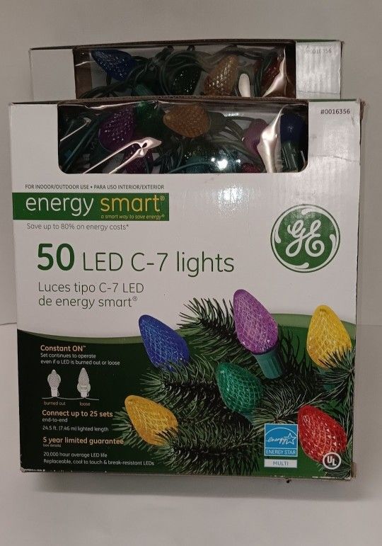 2 boxes Energy Smart 50 multi colored LED C-7 Christmas string lights $20 FIRM for 2 boxes!