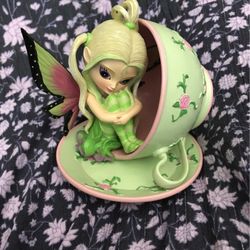 Tiny Cu-teas Treasures Teacups Green Fairy In Tra Cup 