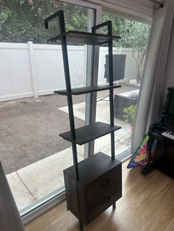 Dark Brown Floor Supported Wall Mount Shelf