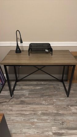 Industrial Wood and Metal Writing Desk