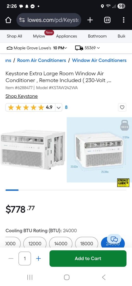 24000 BTU window Unit