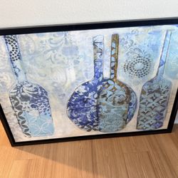 Blue Decorative Wall Art – Framed Canvas
