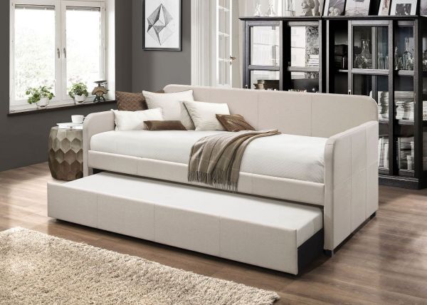 Brand New Ivory Fabric Daybed with Trundle