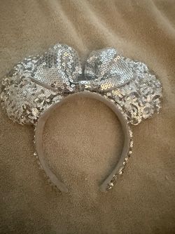 Silver Sequin Minnie Mouse Ears Headband