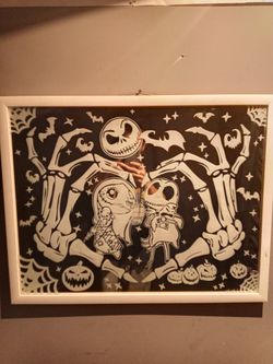 Hand Etched Nightmare Before Christmas Mirror