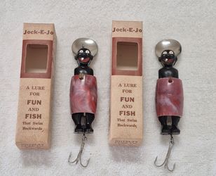 Vintage Fishing Lure Jock-E- Jo Man In The Barrel Fishing Lure