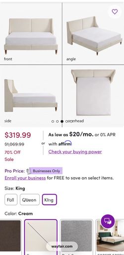 Melaya Wingback Upholstered Platform Bed Frame