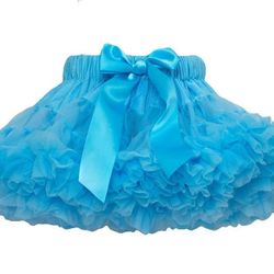 Girls Fluffy Petti Skirt, Size: L (4T-8T) Tutu Skirt, Birthday/Dance Skirt, Color: Sapphire