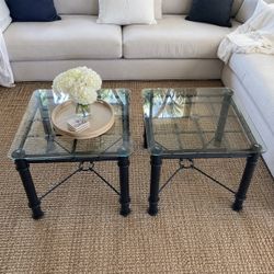 Matching Glass Top Accent Tables – Set of 2