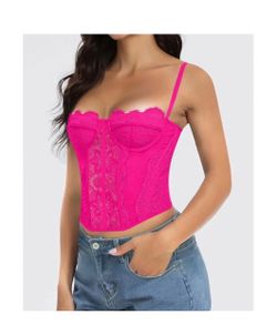 AENLLEY Fashion Lace Bustier Corset Crop Tops for Women with Buckle - Sexy
