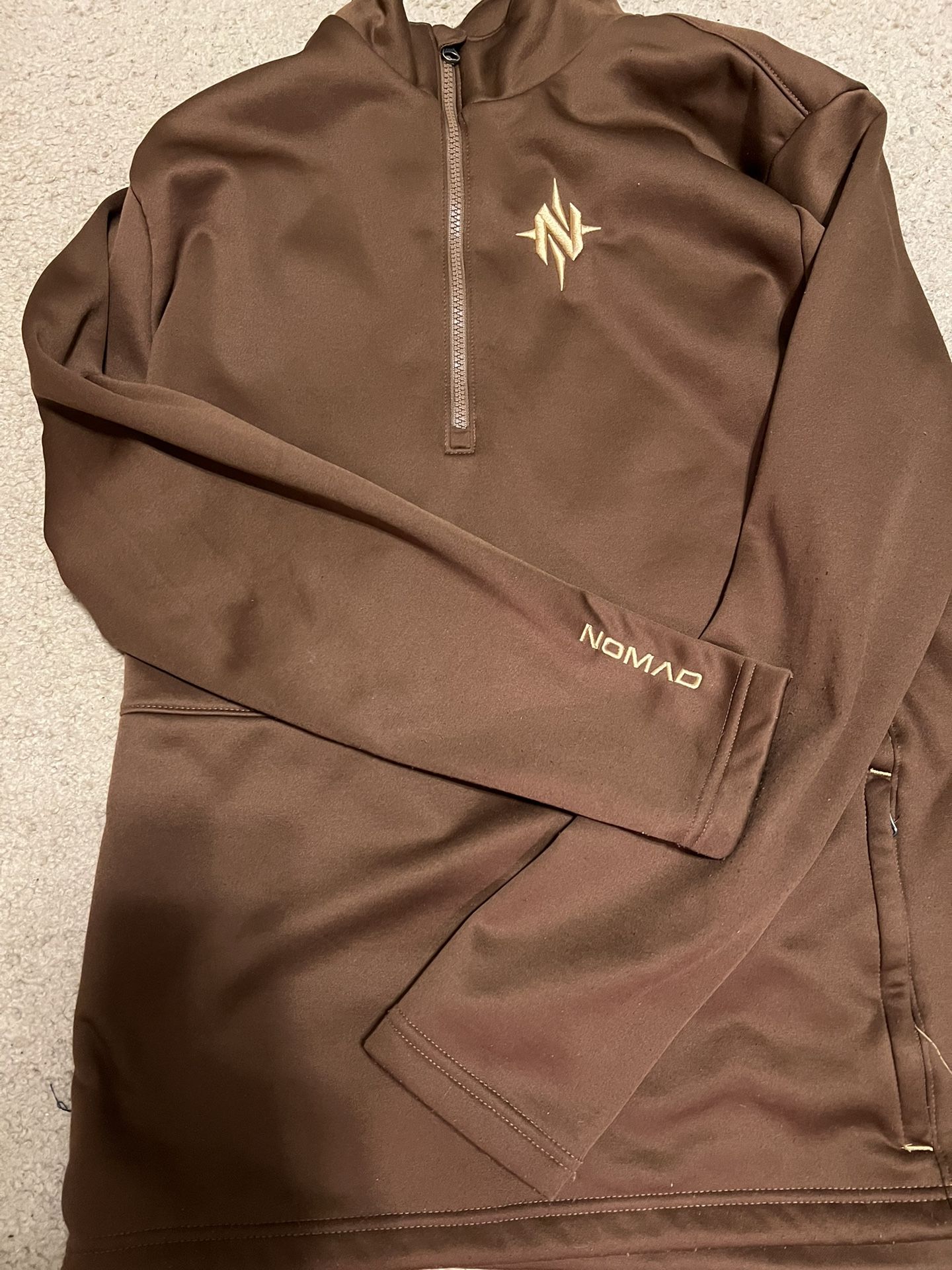 NoMad Brown 3/4 Zip, W/zipper Pockets, Size: Large 