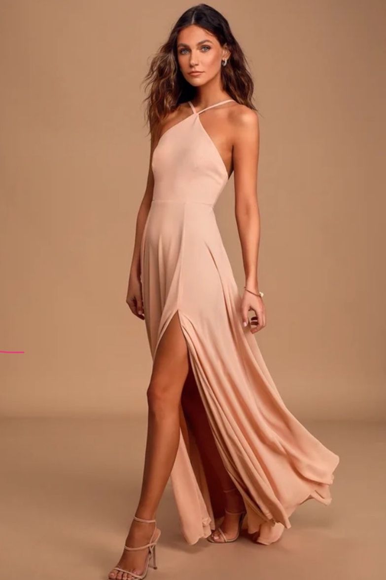 BRAND NEW UNWORN - Absolutely Breathtaking Blush Pink Maxi Dress, LULUs, size XS