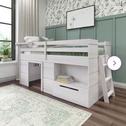 Bed - Purdy Hill Twin Solid Wood Loft Bed by Harriet Bee