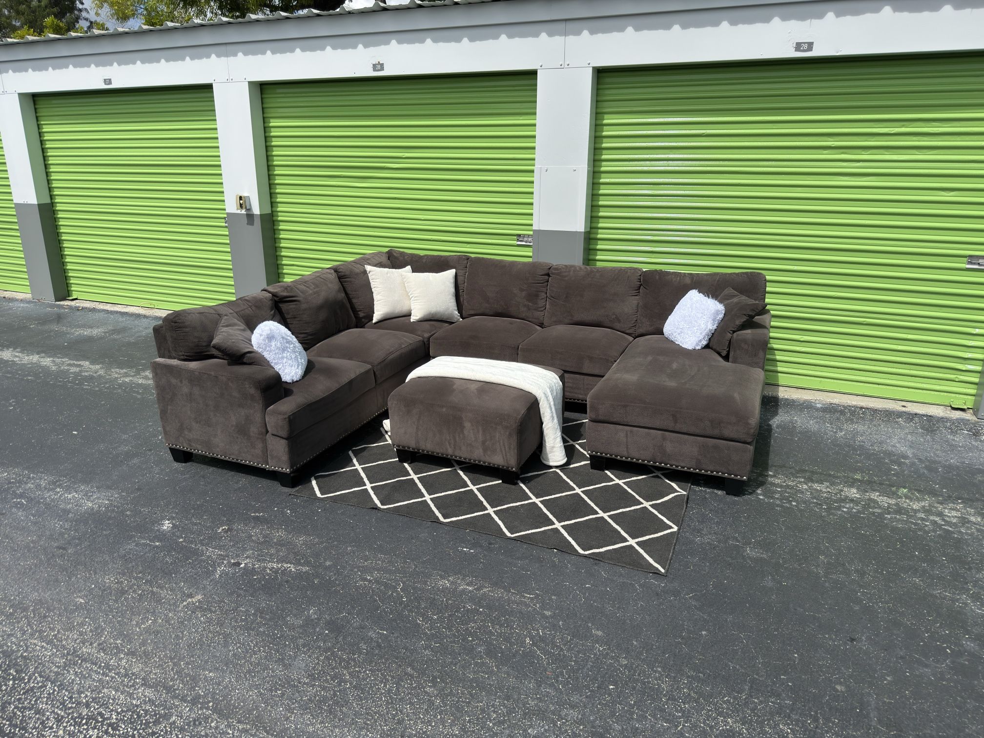 Dark Gray Sectional Couch & Ottoman - Delivery Available π